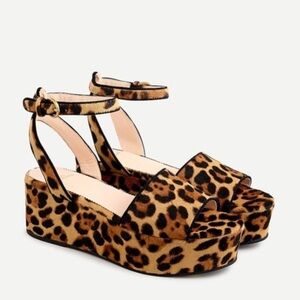J. Crew Leopard Flatforms Leather size 10 New in Box